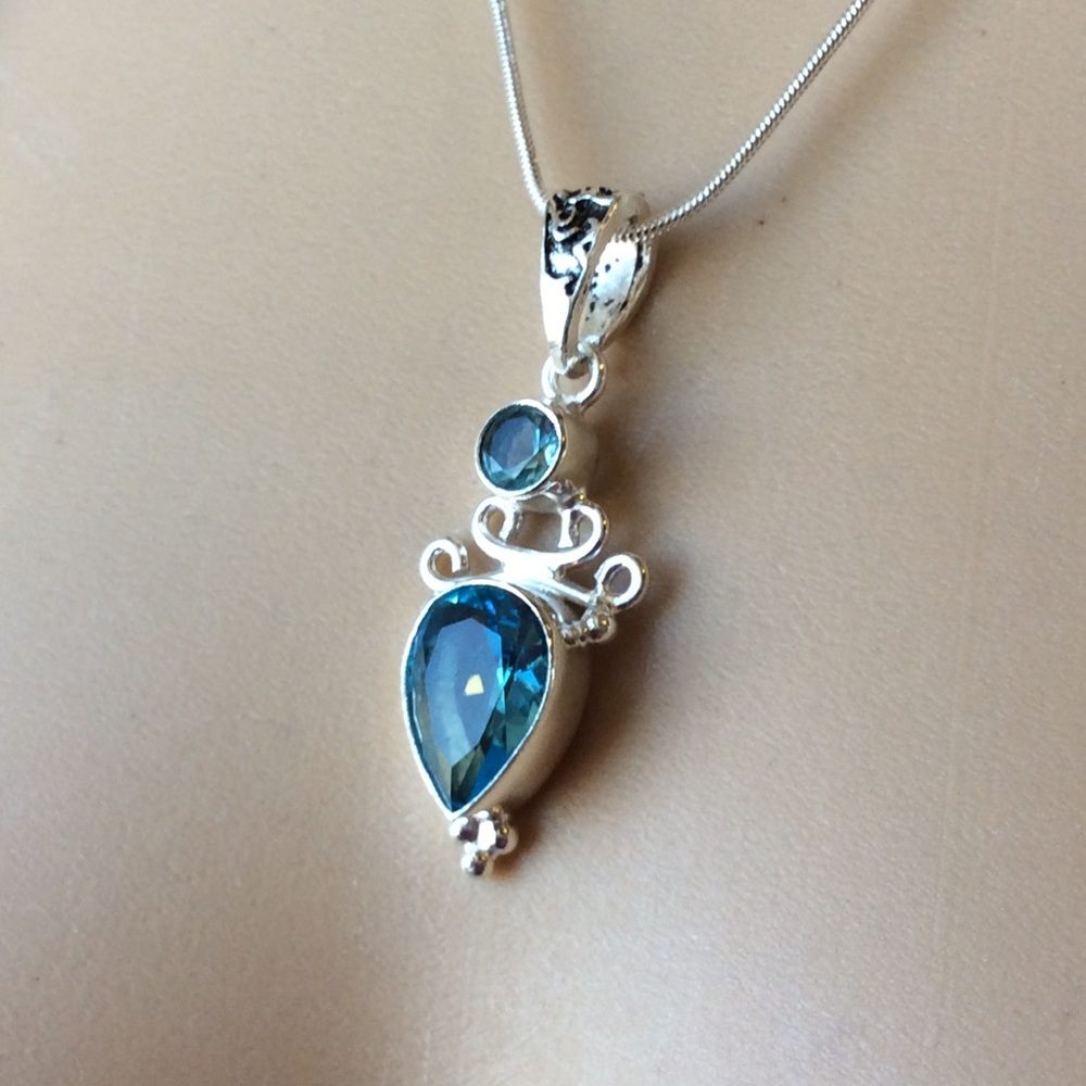 π TOPAZ PENDANT NECKLACE CELTIC 925 SILVER BOHO - Picture 5 of 6